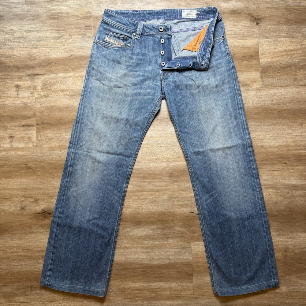 Diesel Levan Jeans Men 33x30 Blue Relaxed Straight Stretch Made in Italy 0R88W